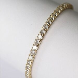 5.83CT Round 3mm Moissanite Tennis Bracelet 14k Gold Vermeil - 7" Length - NEW